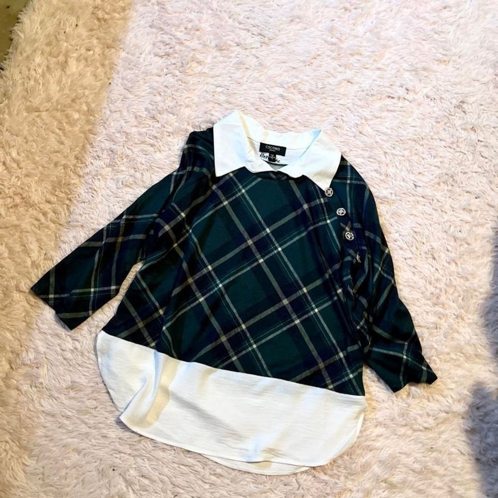 Preppy Plaid Classic Tailored Timeless Flowy Top Womens 1x Clueless Scholar